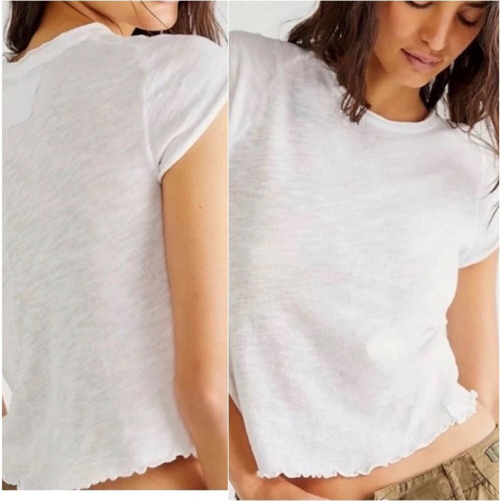 Free People X We The Free Be My Baby Tee shirt white XL NEW